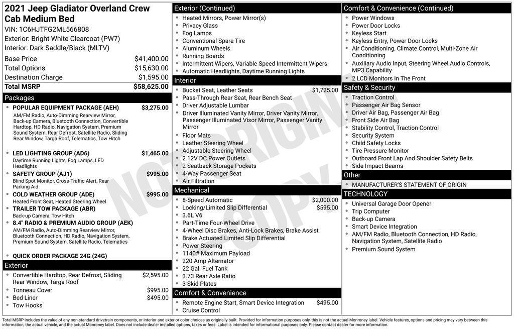 used 2021 Jeep Gladiator car, priced at $28,701