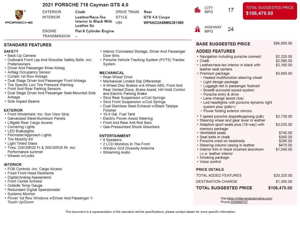 used 2021 Porsche 718 Cayman car, priced at $94,991