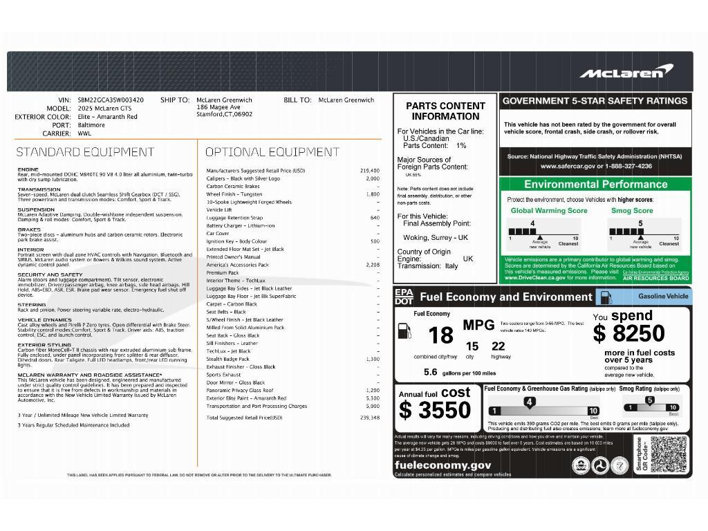 used 2025 McLaren GTS car, priced at $211,991