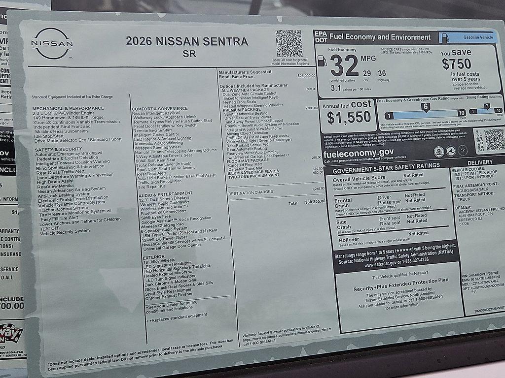 new 2026 Nissan Sentra car, priced at $28,765
