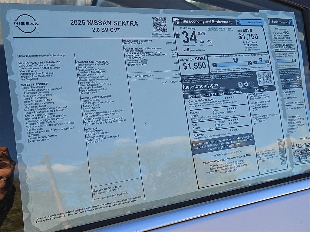 new 2025 Nissan Sentra car, priced at $20,849