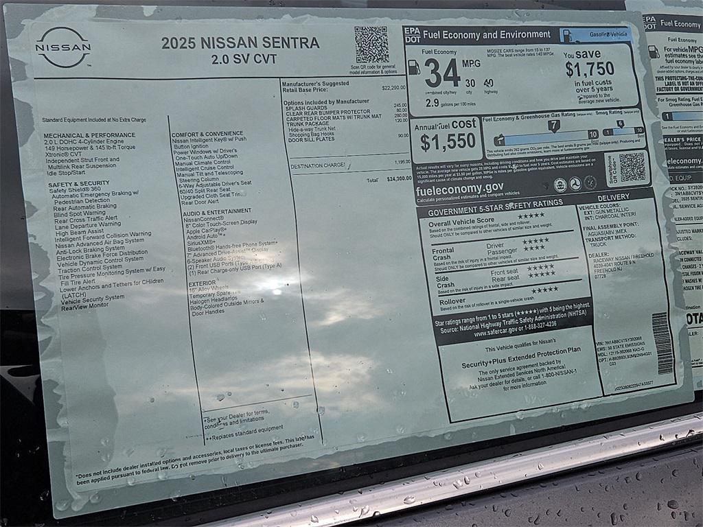 new 2025 Nissan Sentra car, priced at $20,849