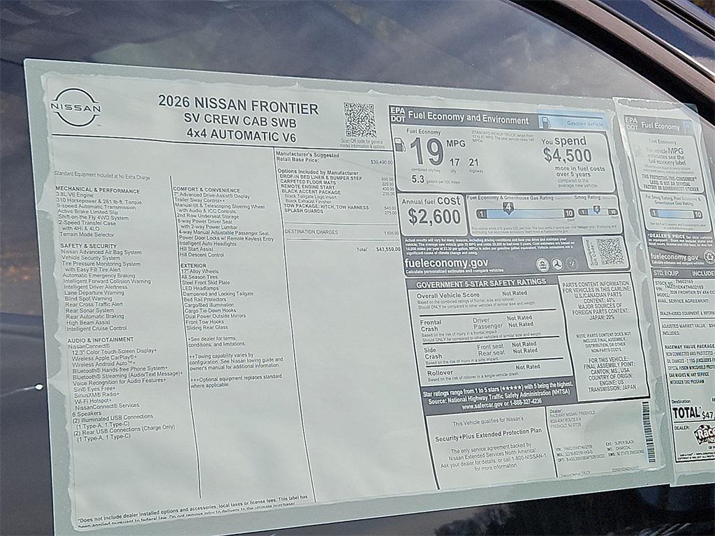 new 2026 Nissan Frontier car, priced at $39,308