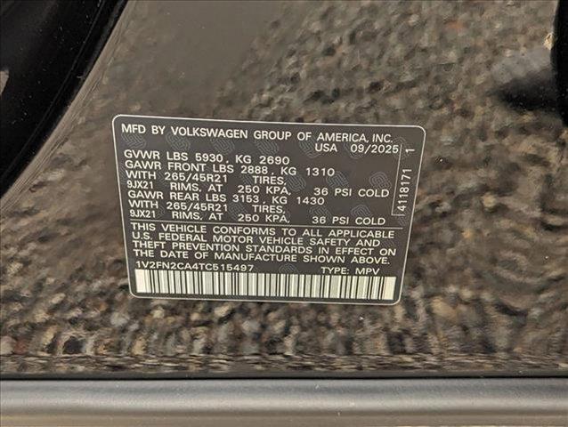 new 2026 Volkswagen Atlas car, priced at $55,349