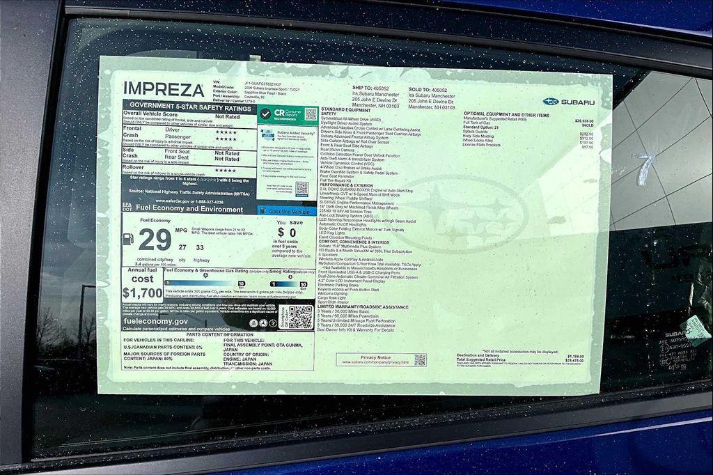 new 2026 Subaru Impreza car, priced at $26,726