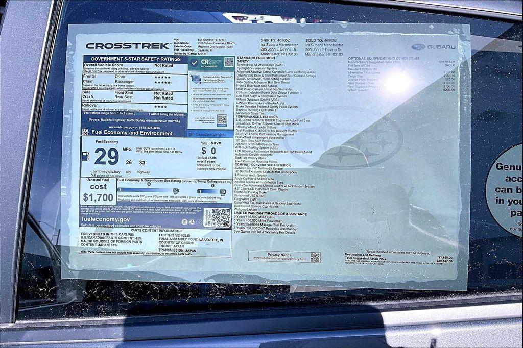 new 2026 Subaru Crosstrek car, priced at $26,102
