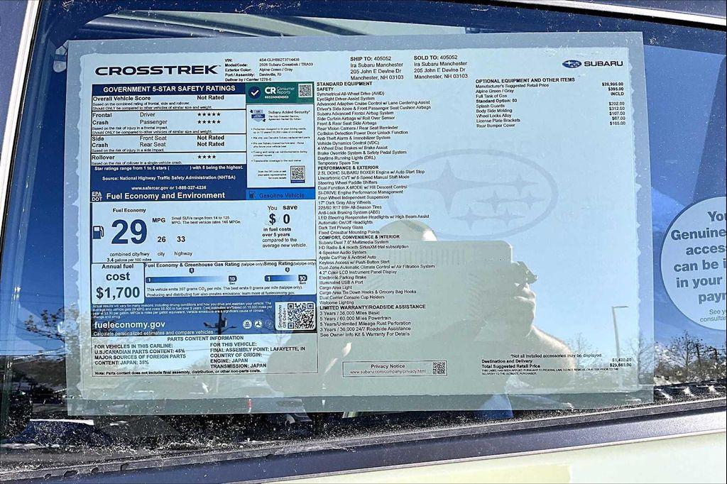 new 2026 Subaru Crosstrek car, priced at $26,894