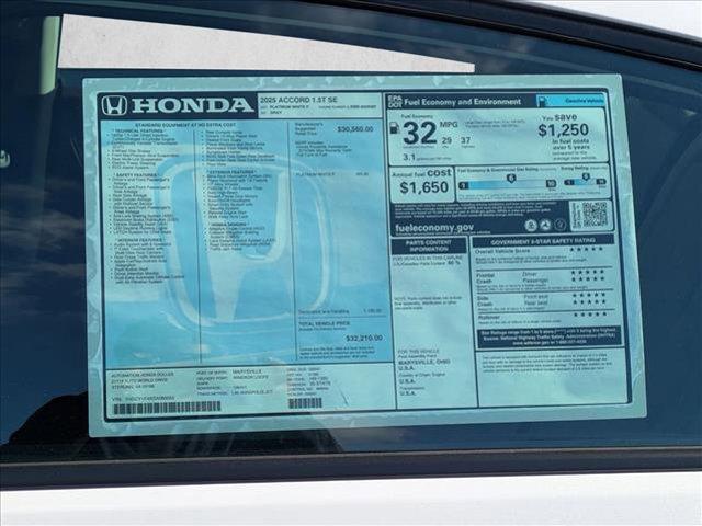 new 2025 Honda Accord car, priced at $32,210