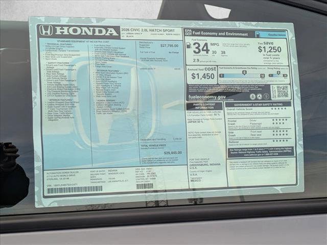 new 2026 Honda Civic car, priced at $29,445