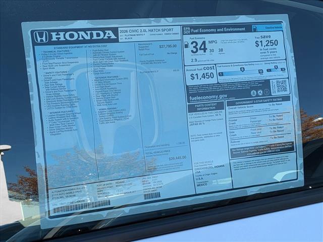new 2026 Honda Civic car, priced at $29,445