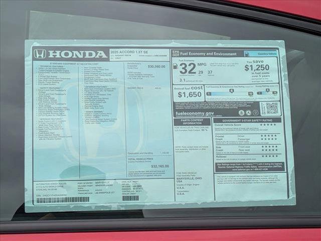 new 2025 Honda Accord car, priced at $32,165