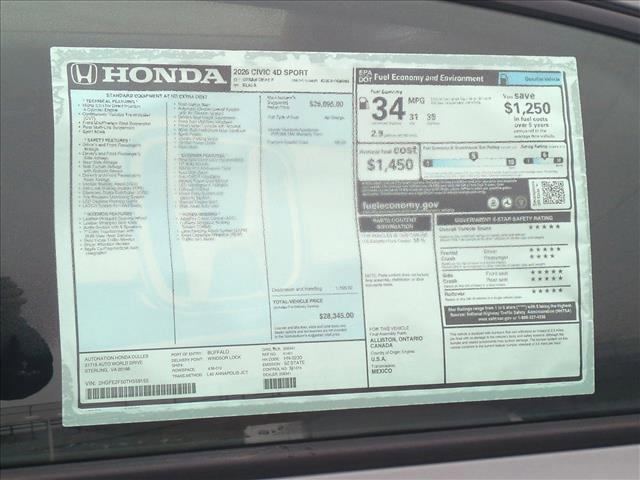 new 2026 Honda Civic car, priced at $28,345