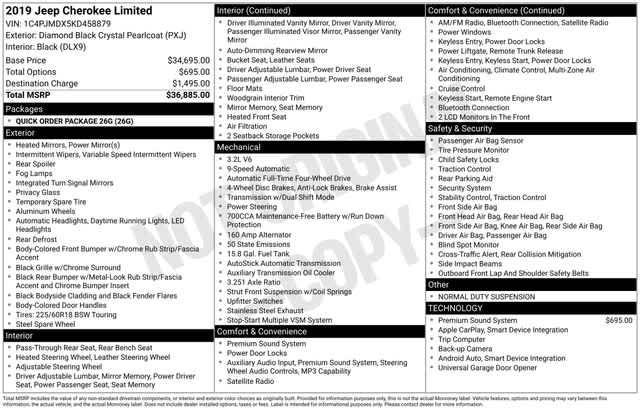 used 2019 Jeep Cherokee car, priced at $16,974