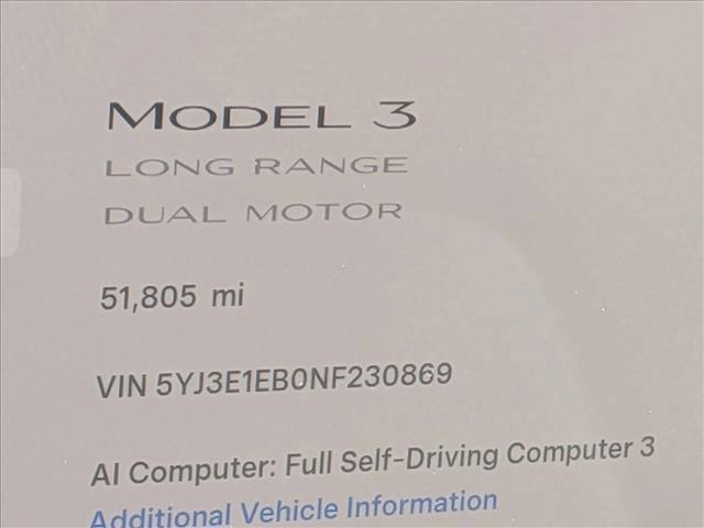 used 2022 Tesla Model 3 car, priced at $26,786