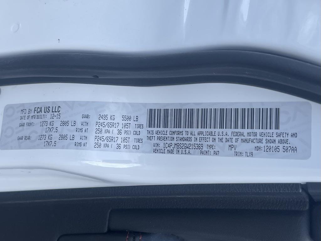 used 2016 Jeep Cherokee car, priced at $16,000