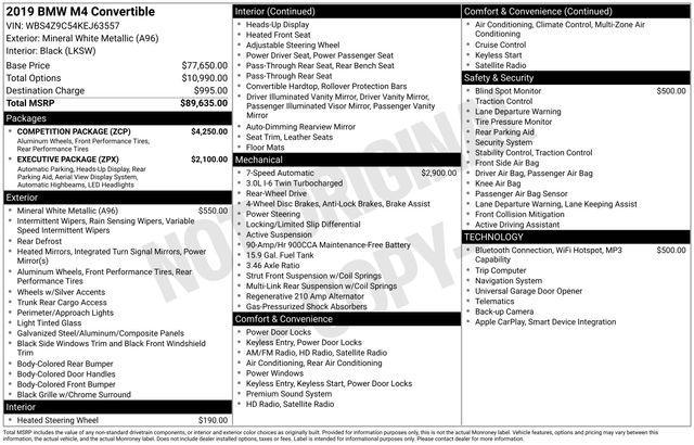 used 2019 BMW M4 car, priced at $49,000