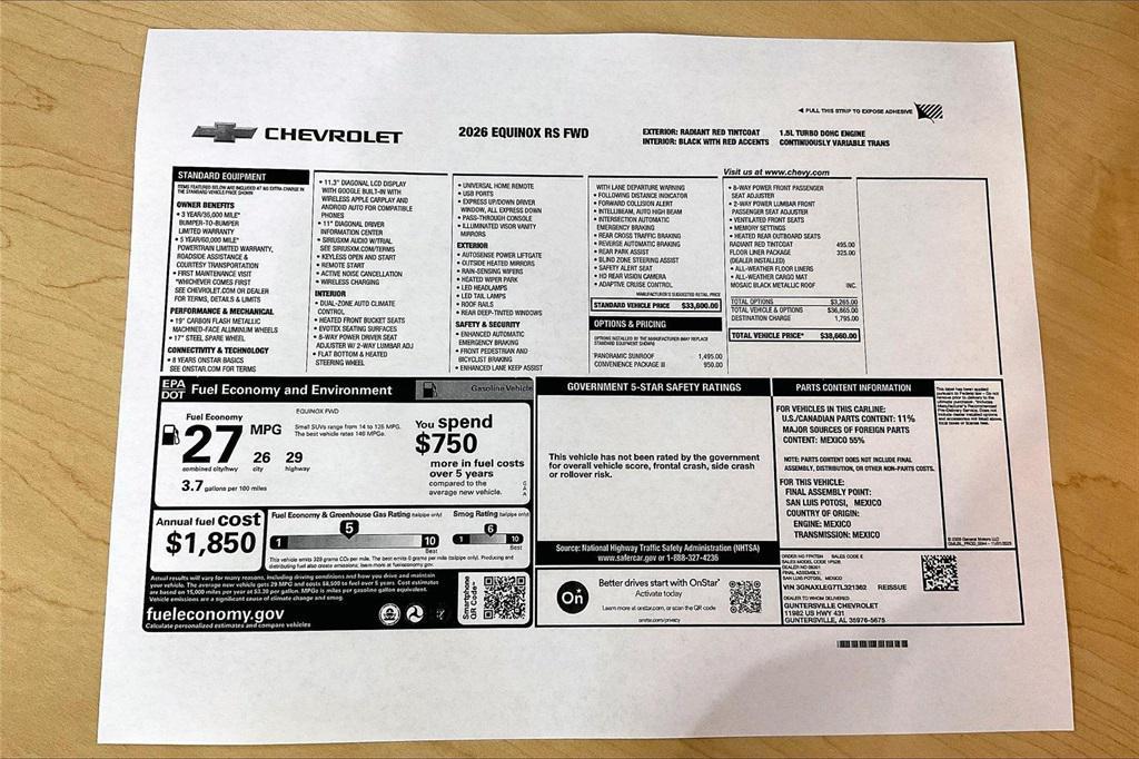 new 2026 Chevrolet Equinox car, priced at $35,160