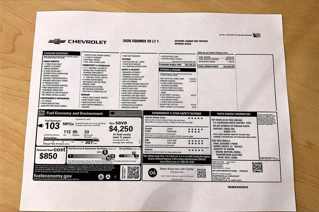 new 2026 Chevrolet Equinox EV car, priced at $33,330