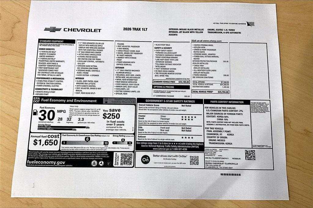 new 2026 Chevrolet Trax car, priced at $25,034