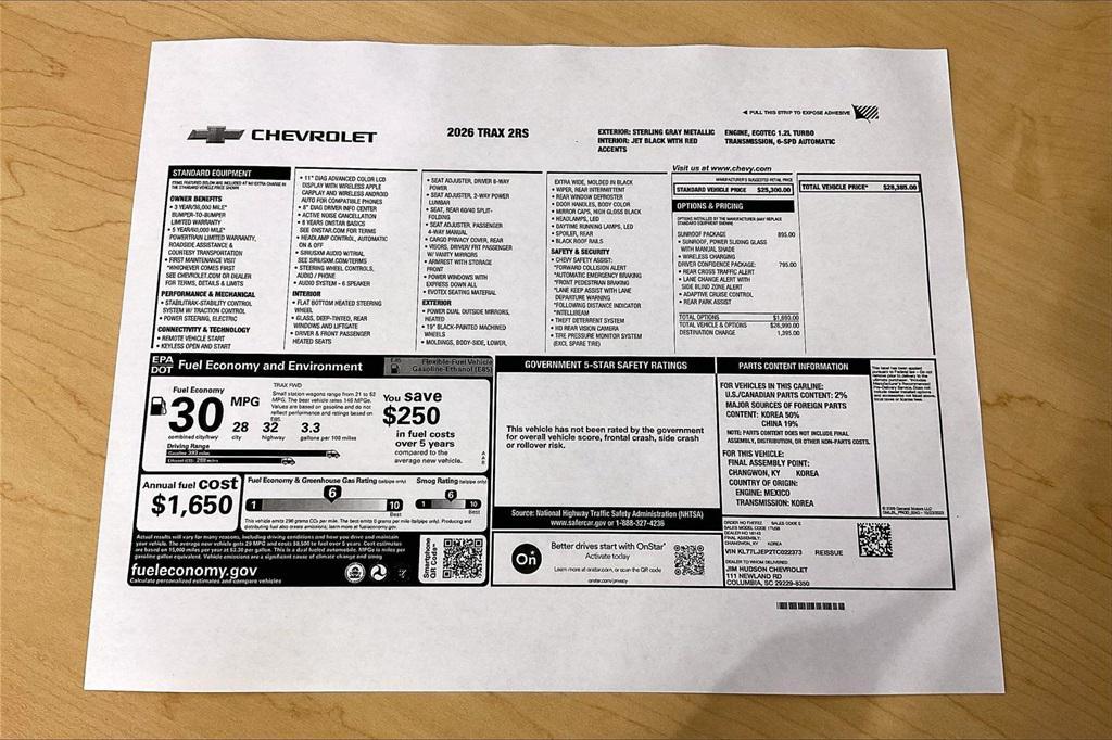 new 2026 Chevrolet Trax car, priced at $27,885