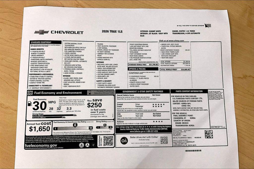 new 2026 Chevrolet Trax car, priced at $24,135
