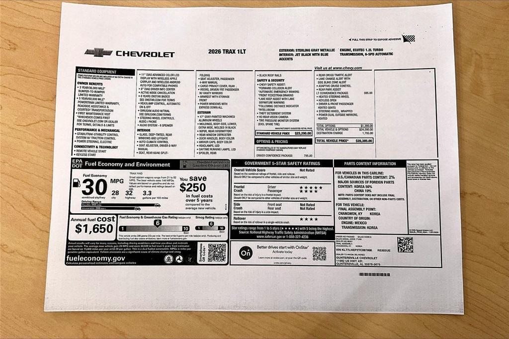 new 2026 Chevrolet Trax car, priced at $25,635