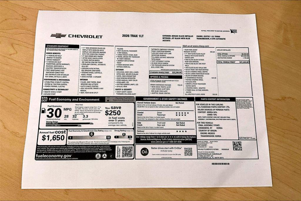 new 2026 Chevrolet Trax car, priced at $25,595