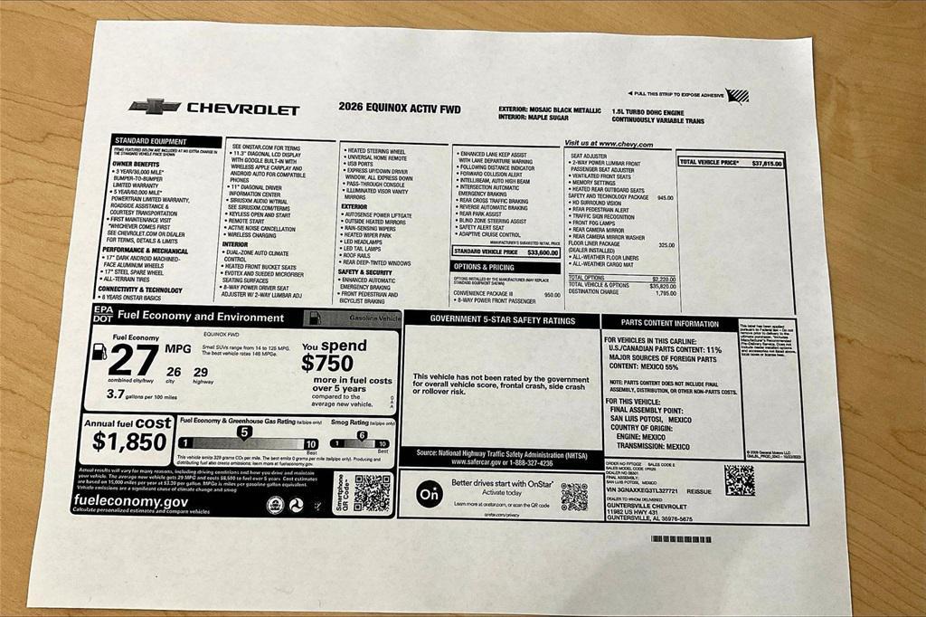 new 2026 Chevrolet Equinox car, priced at $34,615