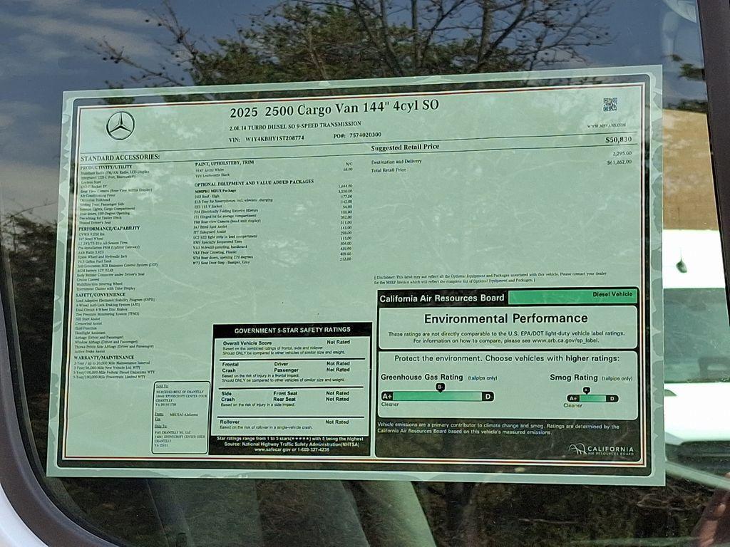 new 2025 Mercedes-Benz Sprinter 2500 car, priced at $61,862