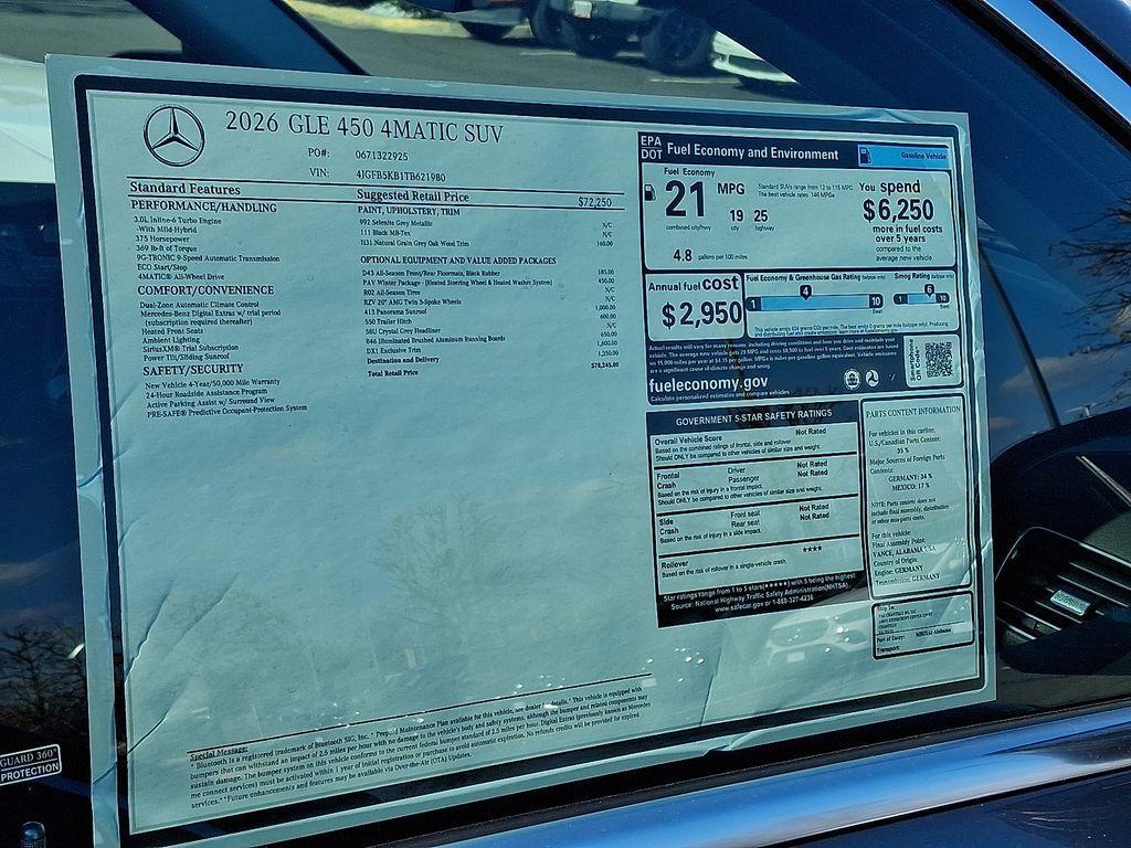 new 2026 Mercedes-Benz GLE 450 car, priced at $78,245