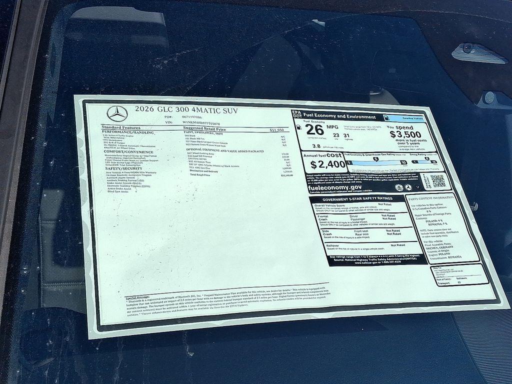 new 2026 Mercedes-Benz GLC 300 car, priced at $55,140