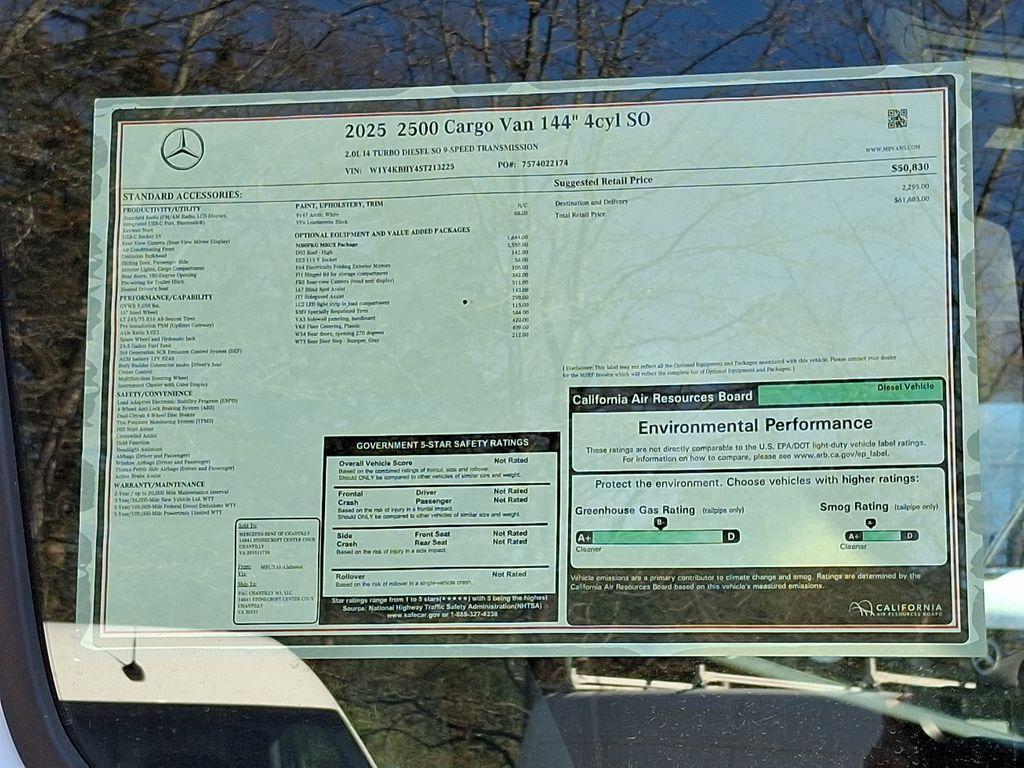 new 2025 Mercedes-Benz Sprinter 2500 car, priced at $61,685
