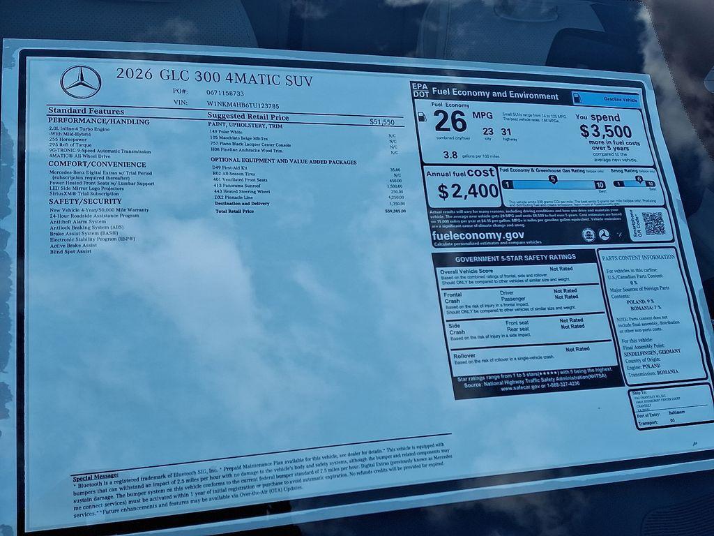 new 2026 Mercedes-Benz GLC 300 car, priced at $59,385