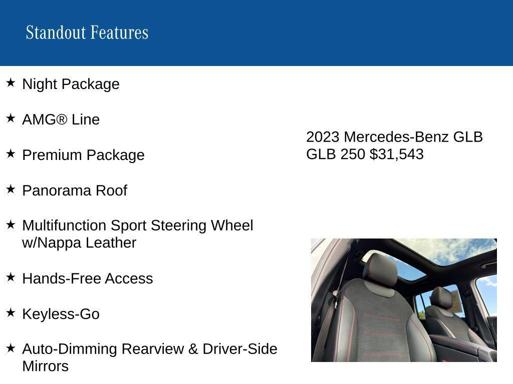 used 2023 Mercedes-Benz GLB 250 car, priced at $31,543