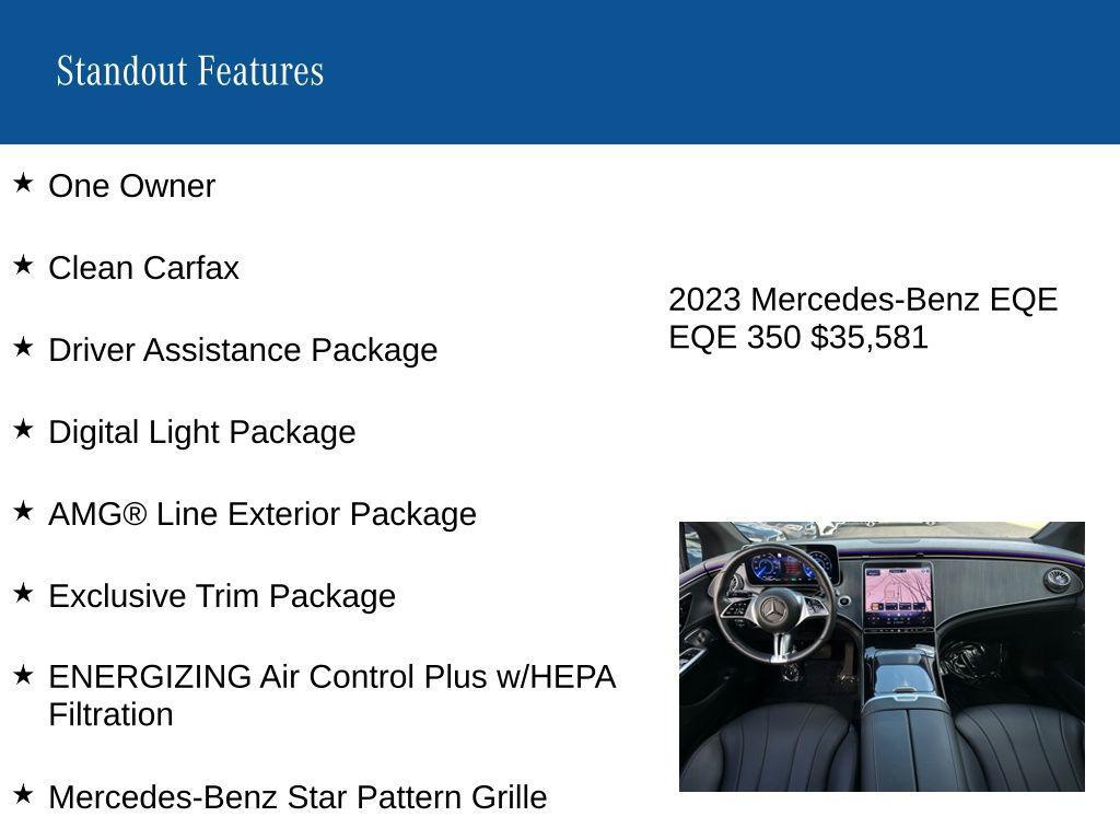 used 2023 Mercedes-Benz EQE 350 car, priced at $35,581
