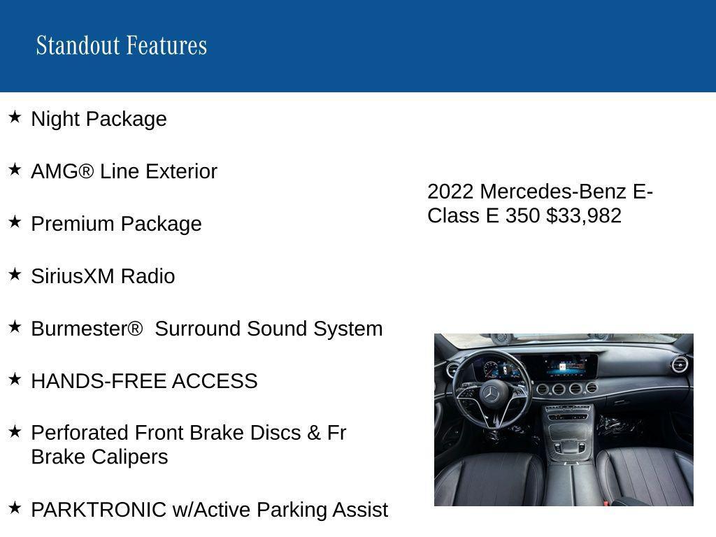 used 2022 Mercedes-Benz E-Class car, priced at $33,982