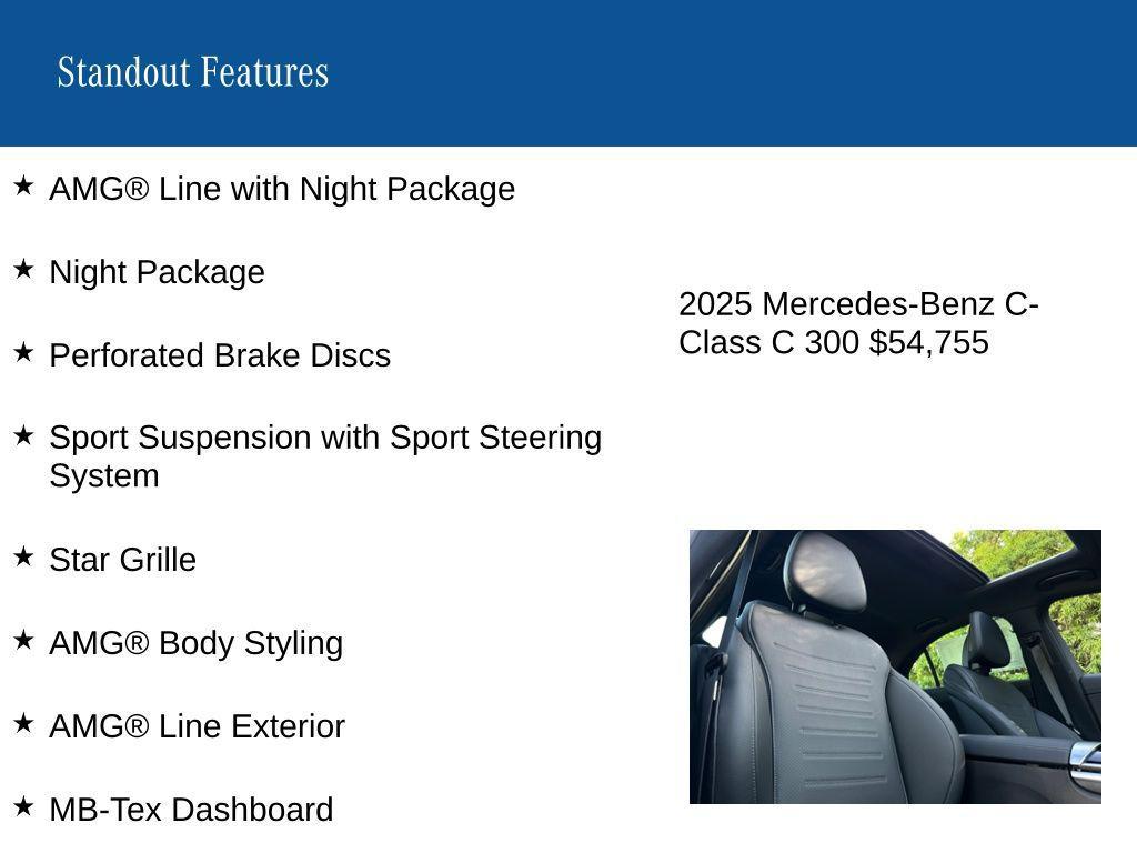 used 2025 Mercedes-Benz C-Class car, priced at $54,755