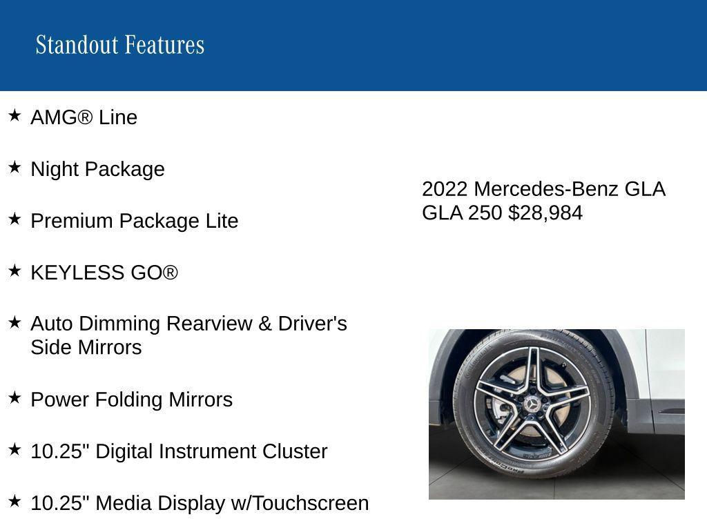 used 2022 Mercedes-Benz GLA 250 car, priced at $28,984