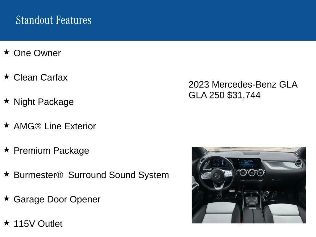 used 2023 Mercedes-Benz GLA 250 car, priced at $31,484