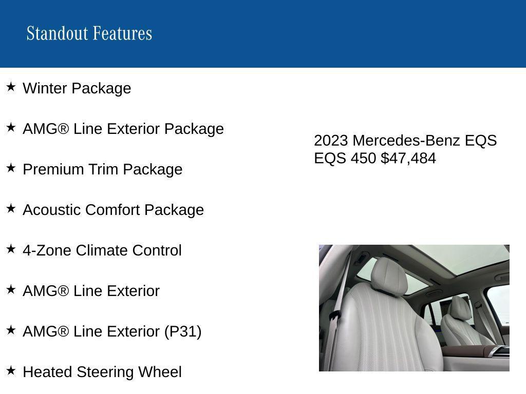 used 2023 Mercedes-Benz EQS 450 car, priced at $47,484