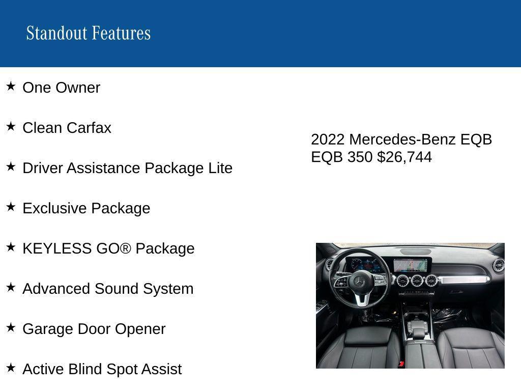 used 2022 Mercedes-Benz EQB 350 car, priced at $26,744