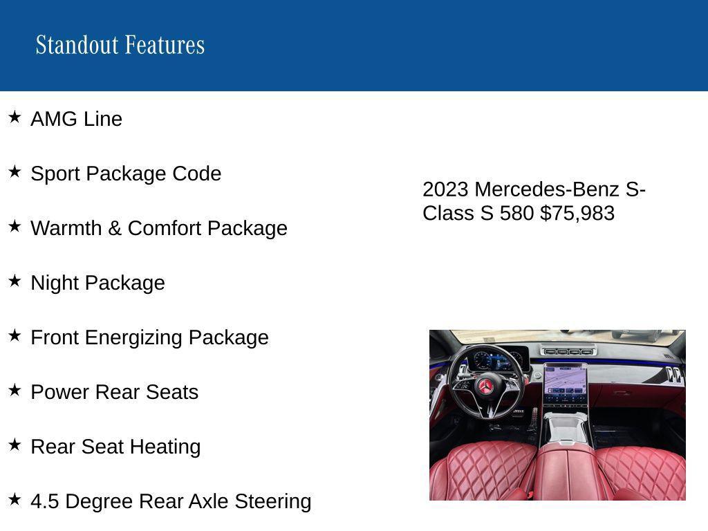 used 2023 Mercedes-Benz S-Class car, priced at $75,482