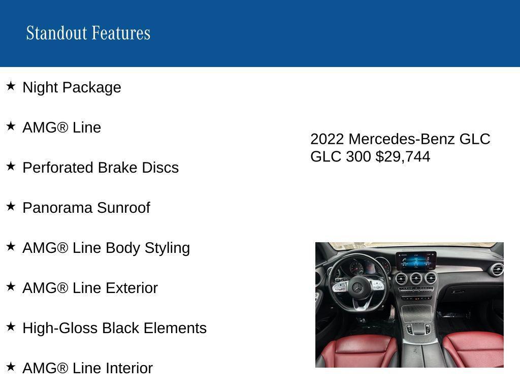 used 2022 Mercedes-Benz GLC 300 car, priced at $29,744
