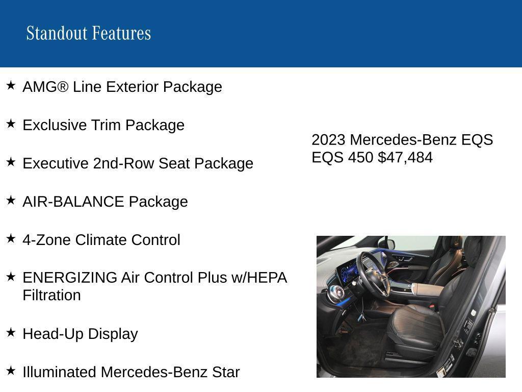 used 2023 Mercedes-Benz EQS 450 car, priced at $47,484