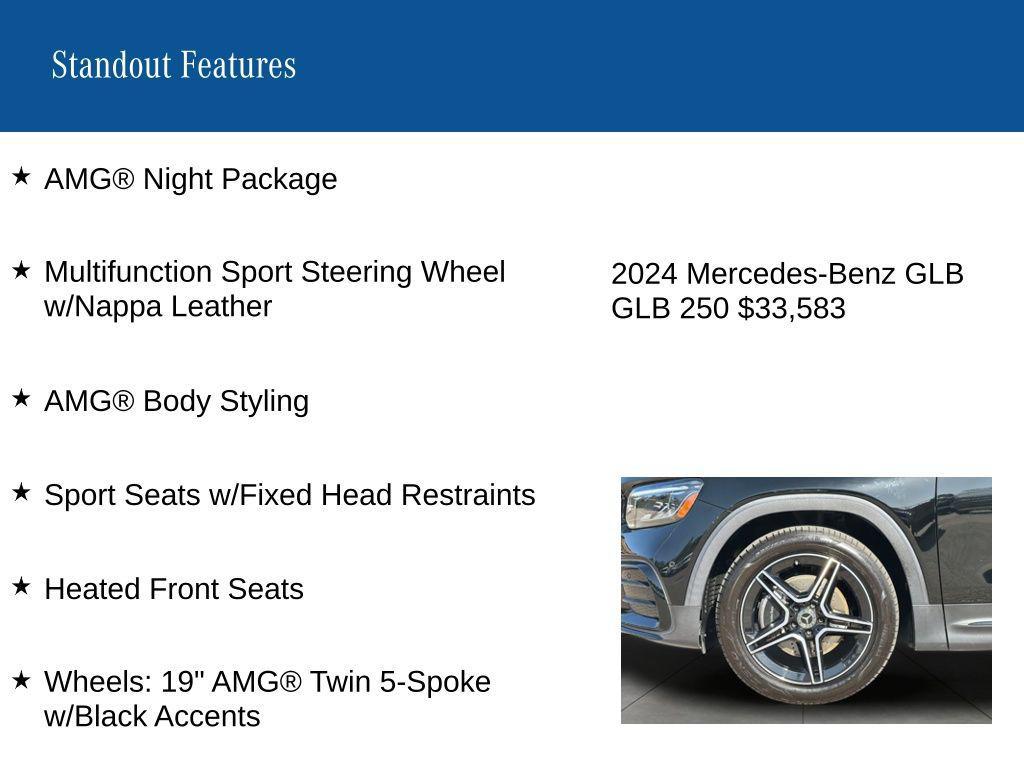 used 2024 Mercedes-Benz GLB 250 car, priced at $33,583