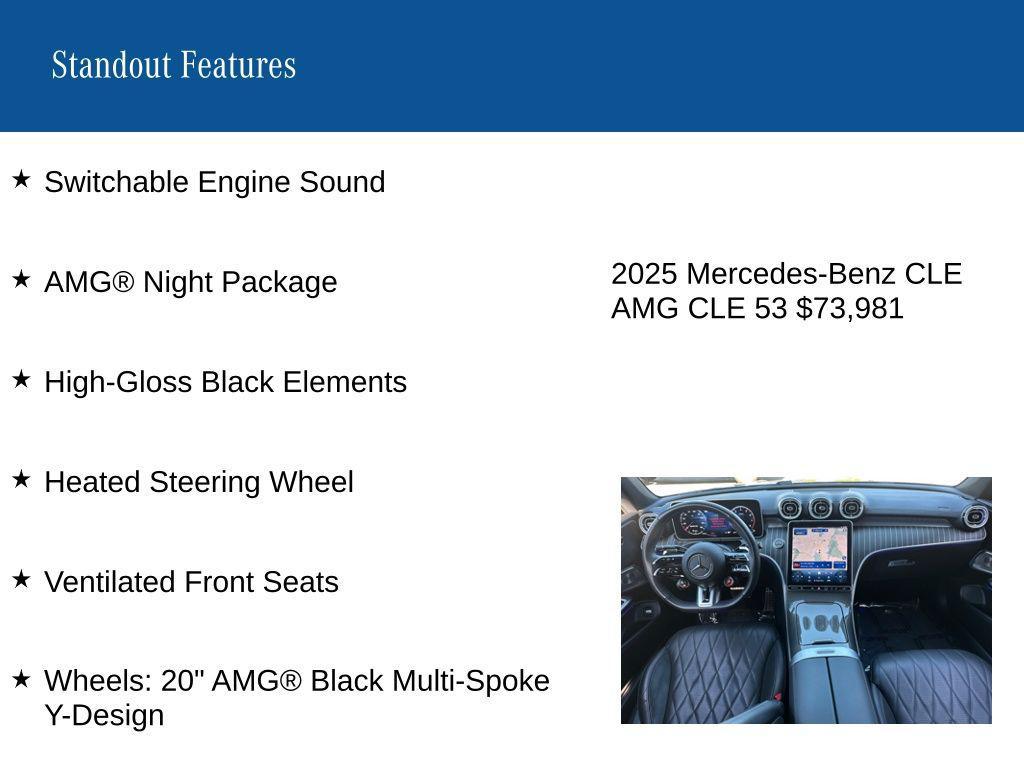 used 2025 Mercedes-Benz AMG CLE 53 car, priced at $73,981