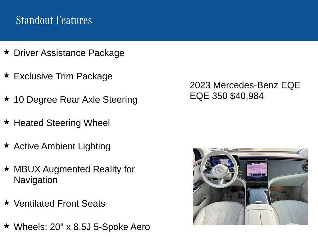 used 2023 Mercedes-Benz EQE 350 car, priced at $40,984