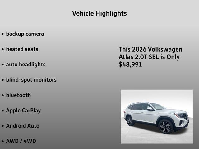 new 2026 Volkswagen Atlas car, priced at $48,991