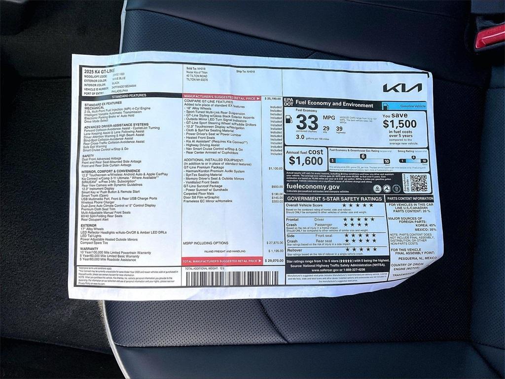 new 2025 Kia K4 car, priced at $25,771