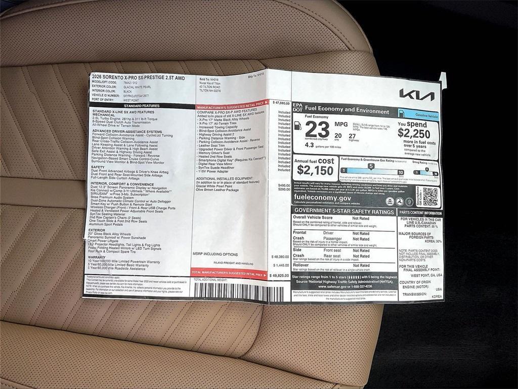 new 2026 Kia Sorento car, priced at $47,425